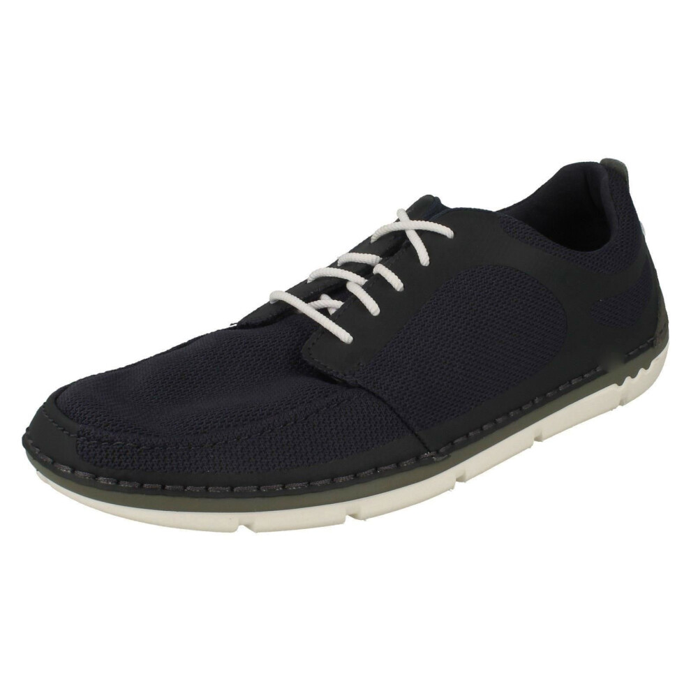 (UK 8, Navy (Blue)) Mens Clarks Casual Lace Up Trainers Step Maro Sol - G Fit