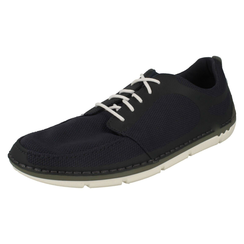 (UK 7.5, Navy (Blue)) Mens Clarks Casual Lace Up Trainers Step Maro Sol - G Fit