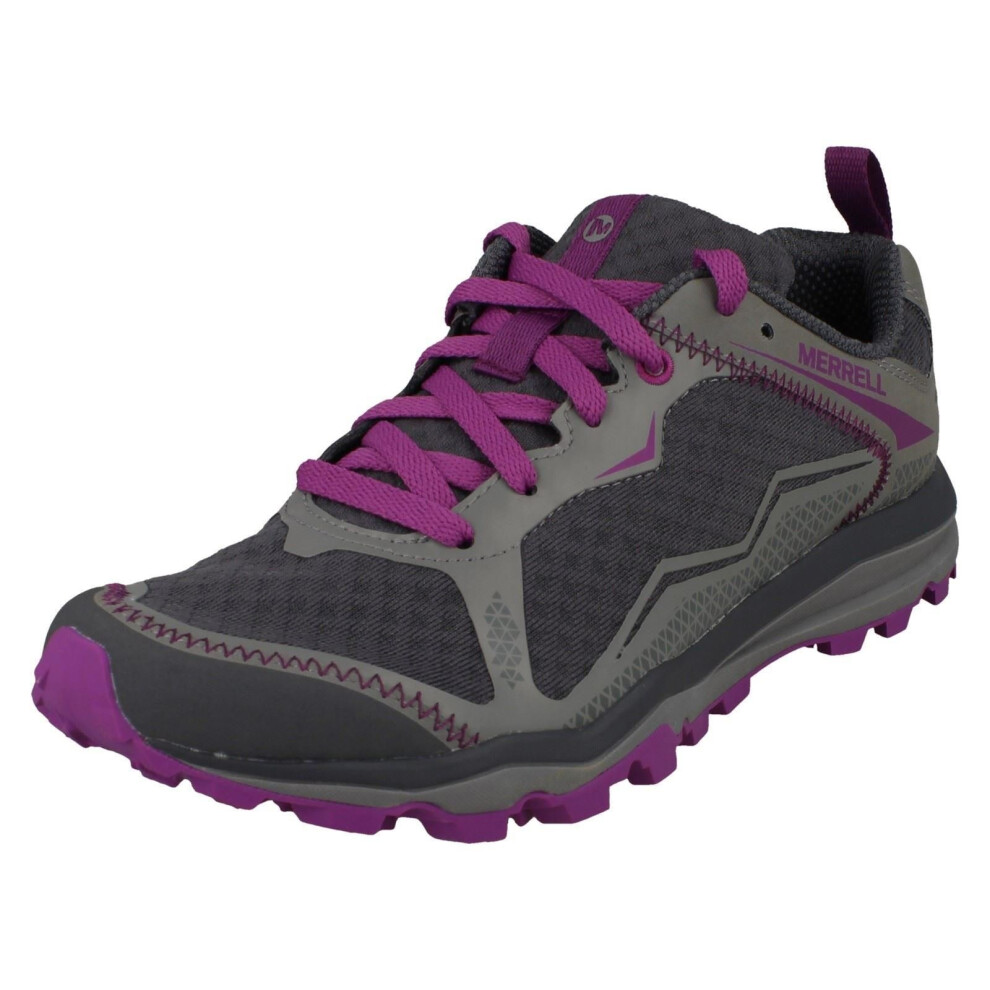 (UK 4, Grey/Purple (Grey)) Ladies Merrell Lace Up Trainers All Out Crush Light