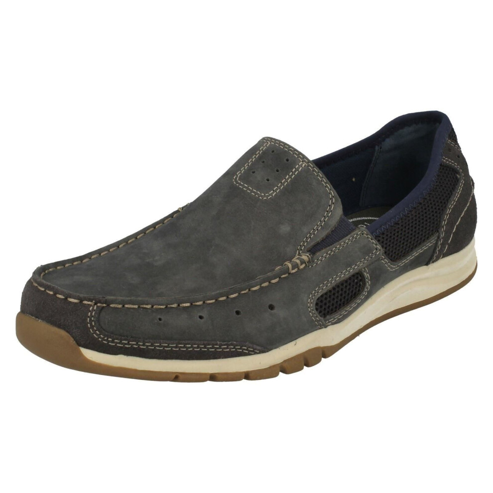 (UK 8, Blue) Mens Clarks Casual Slip On Shoes Ramada Spanish - G Fit