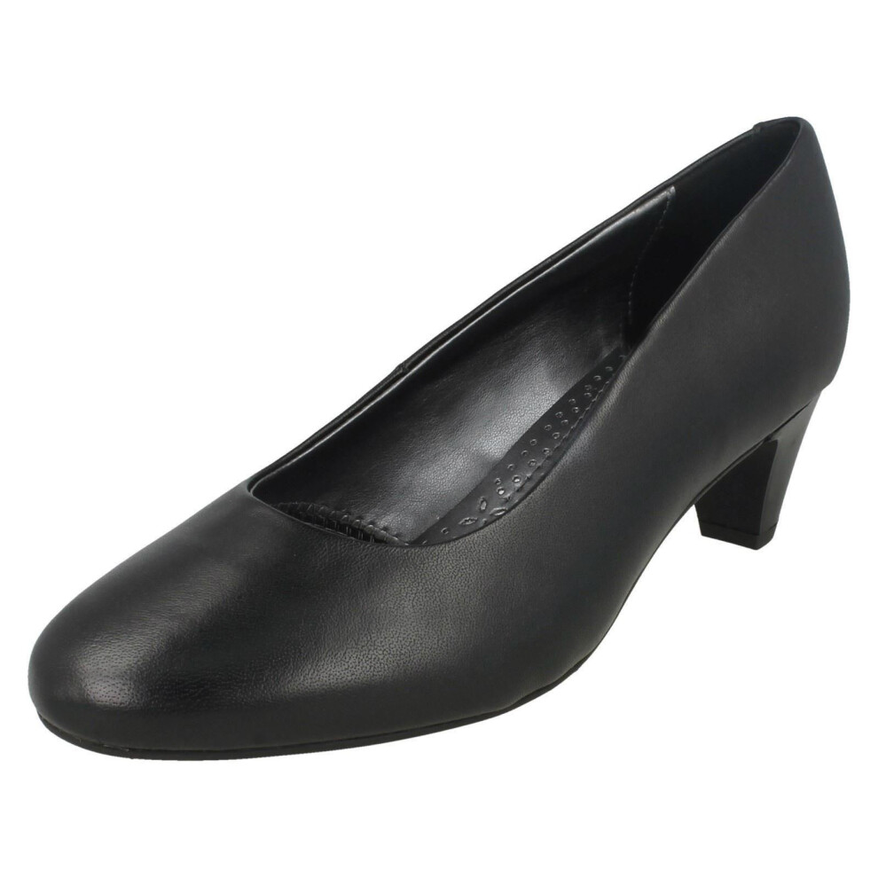 (UK 5, Black) Ladies Padders Court Shoe Jane - 2E Fit