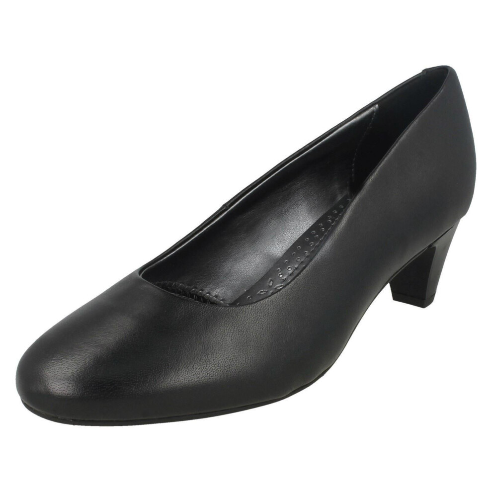 (UK 6.5, Black) Ladies Padders Court Shoe Jane - 2E Fit