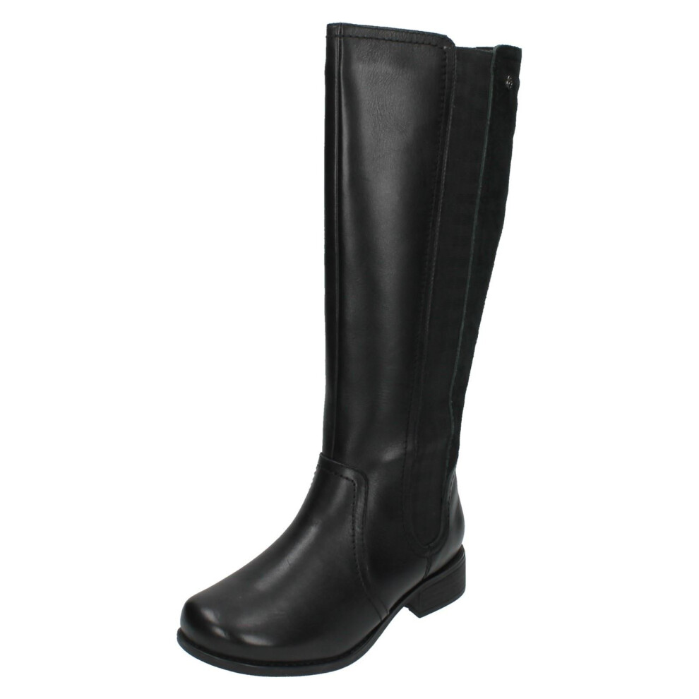 (UK 3, Black) Ladies Padders Wide Fitting Mid Calf Length Long Boots Myra - EEE Fit