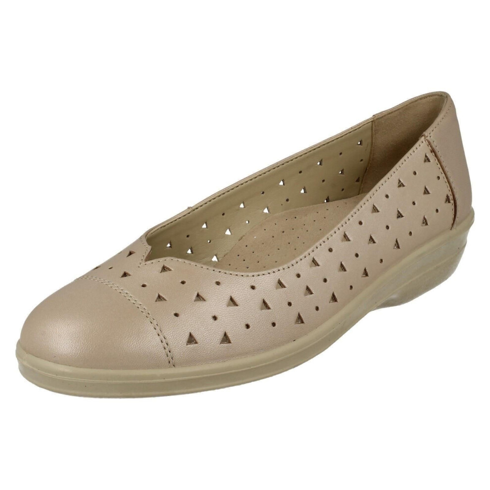 (UK 6, Beige) Ladies Padders Ballerina Flats Faye - EE Fit