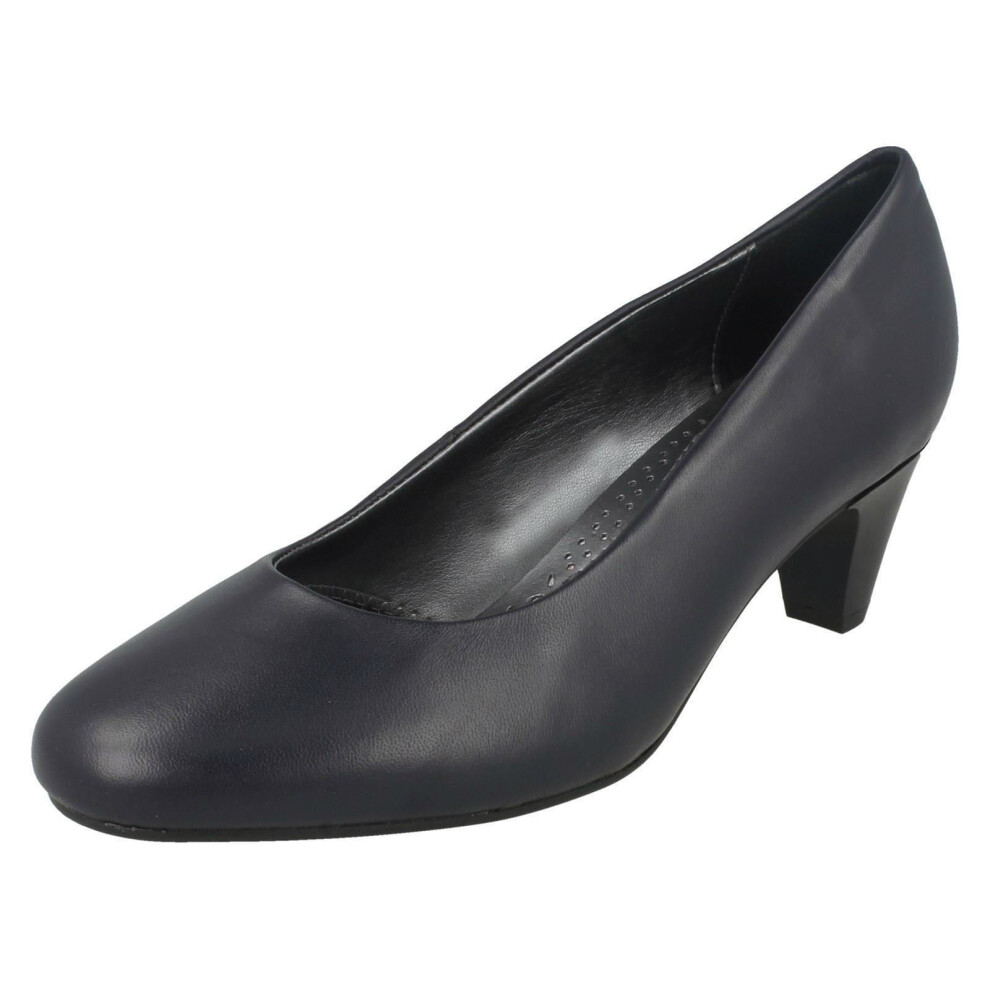 (UK 6.5, Navy (Blue)) Ladies Padders Court Shoe Jane - 2E Fit