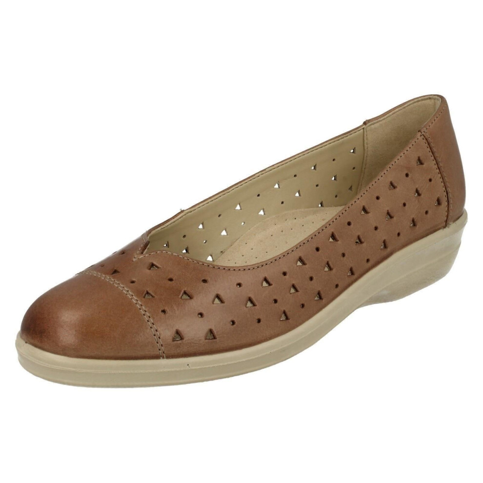 (UK 7, Taupe (Brown)) Ladies Padders Ballerina Flats Faye - EE Fit