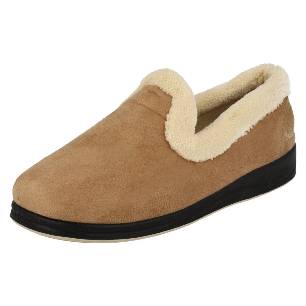 Padders (Uk 4, Camel (Beige)) Ladies Wide Fit Slippers Repose - Ee Fit