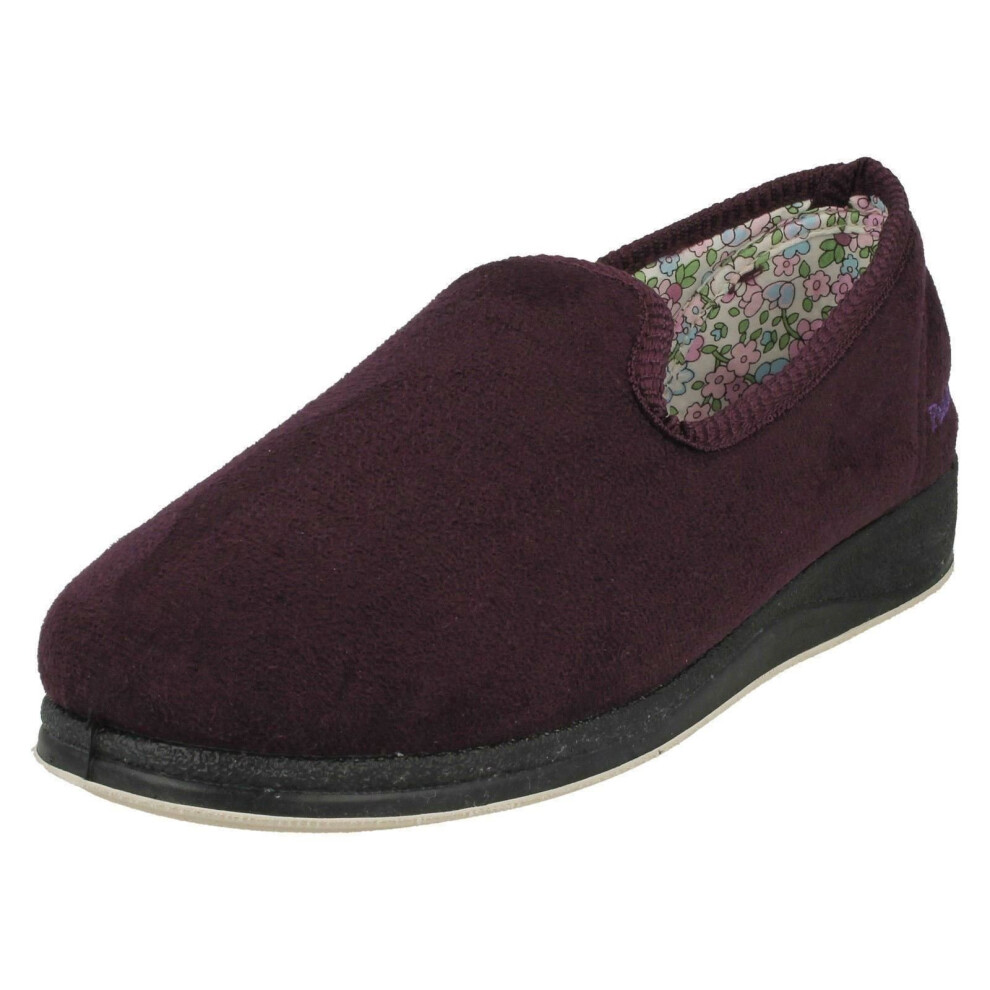 (UK 9, Purple) Ladies Padders Wide Fit Slippers Repose 18 - 2E Fit