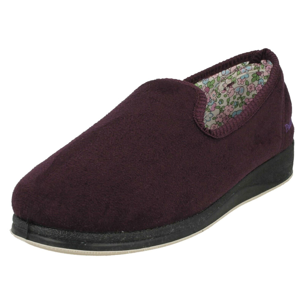 (UK 3, Purple) Ladies Padders Wide Fit Slippers Repose 18 - 2E Fit