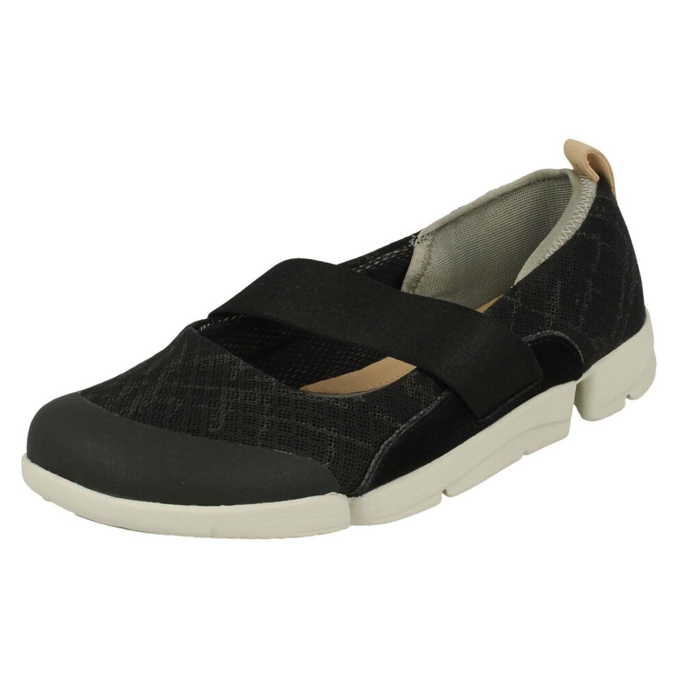 (UK 4.5, Black) Ladies Clarks Casual Fashion Sports Shoes Tri Allie - D Fit