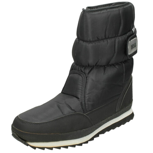 (UK 7, Black) Mens Reflex Fleece Lined Snow Boots