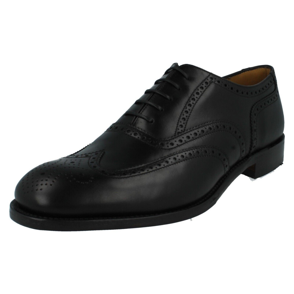 (UK 8.5, Black) Mens Loake Leather Lace Up Brogue Shoes Severn2 - G Fit