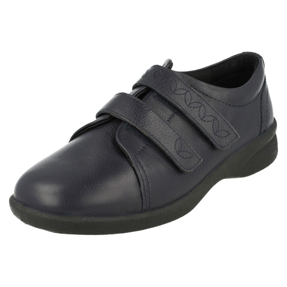 (UK 6, Navy) Ladies Padders Dual Fitting Flat Shoes Revive 2
