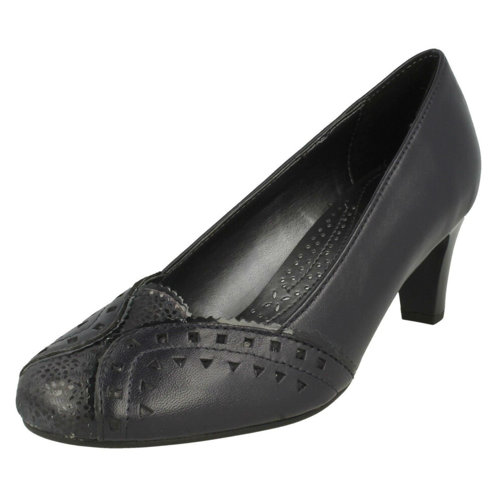Padders (Uk 8, Navy (Blue)) Ladies Heeled Court Shoes Janet - E Fit