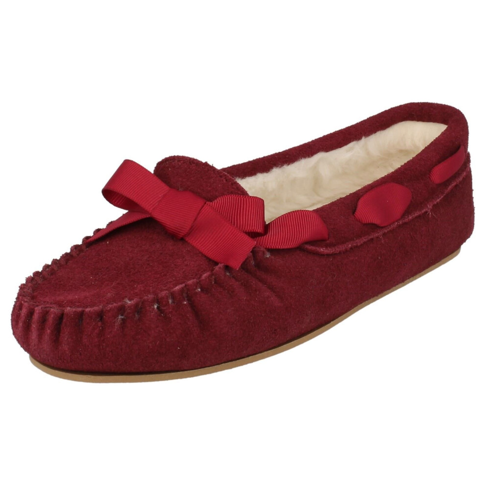 (UK 3, Raspberry (Red)) Ladies K's by Clarks Moccasin Slippers Wake Me - D Fit