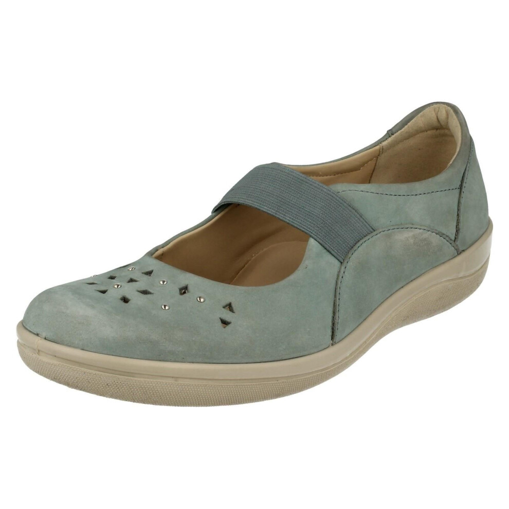 (UK 5.5, Duck Egg (Blue)) Ladies Padders Casual Flat Shoes Flare - E Fit