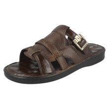 (UK 6, Dark Brown (Brown)) Mens Discover Step Buckle Sandals 26-601-810