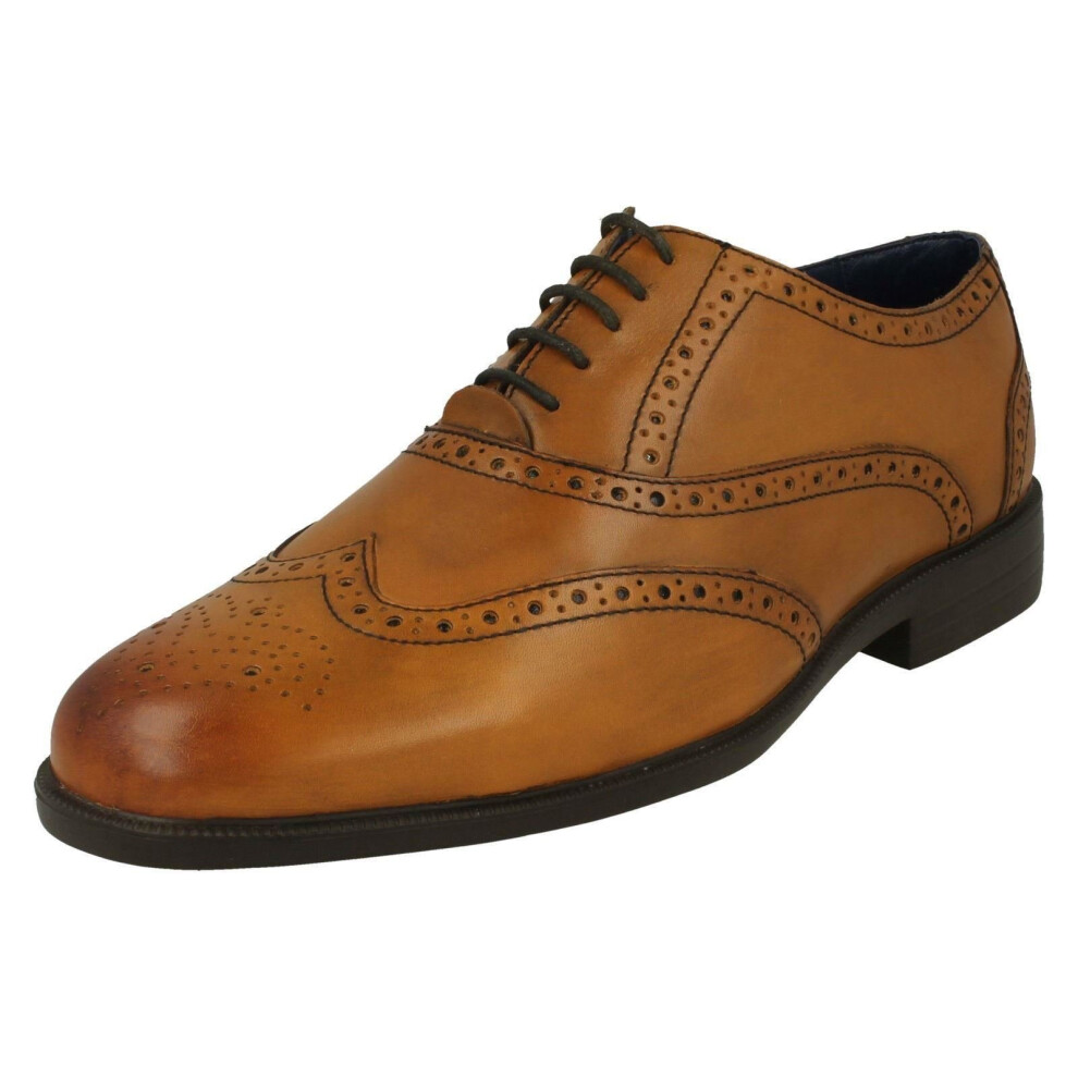 (UK 7.5, Cognac (Brown)) Mens Padders Lace Up Brogue Shoes Oxford - G Fit