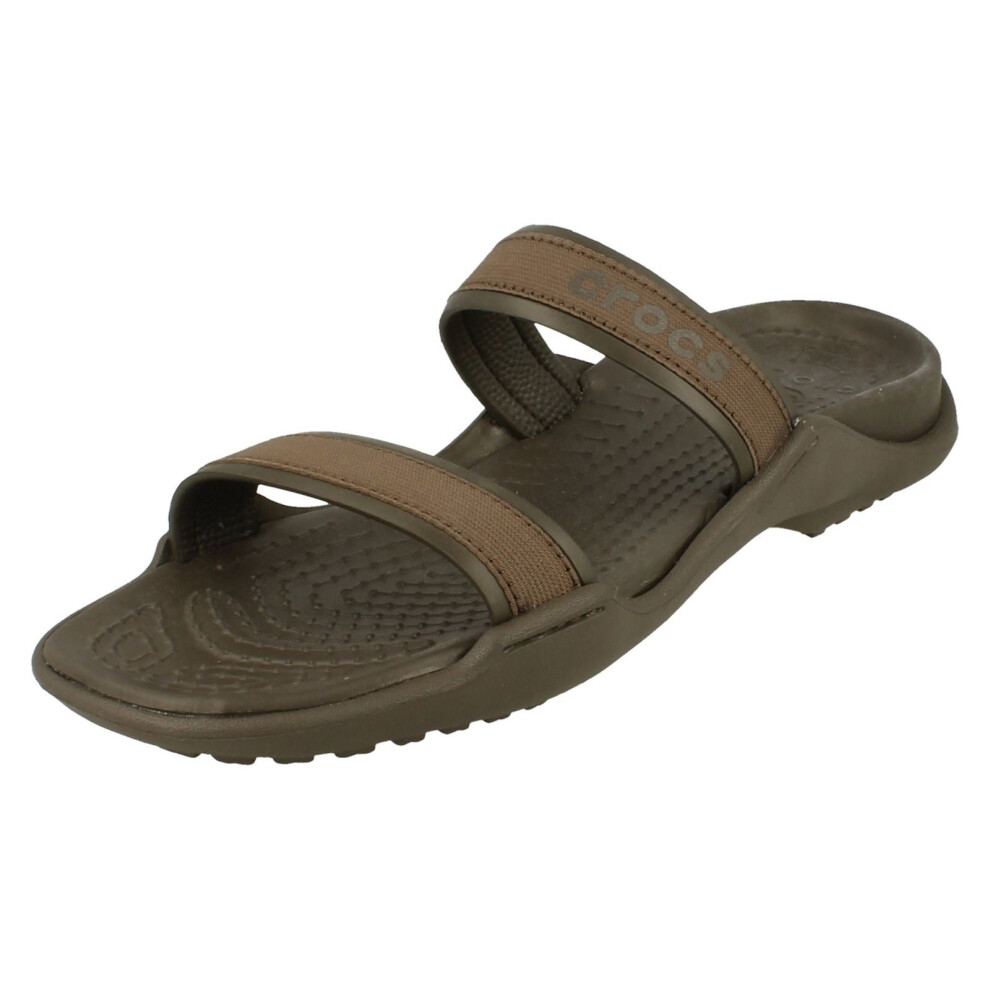 (UK 2, Chocolate/Chocolate (Brown)) Ladies Crocs Slip On Sandals Patra