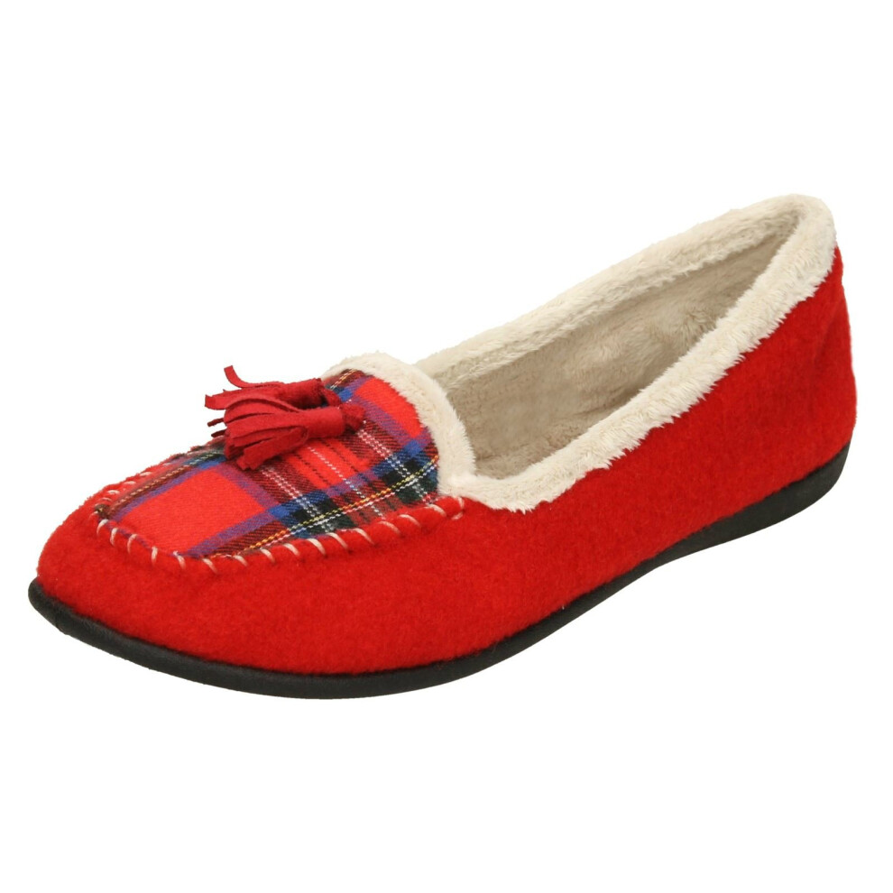 Padders (Uk 4, Red Combi (Red)) Ladies Slip On Slipper Shoes Tassel