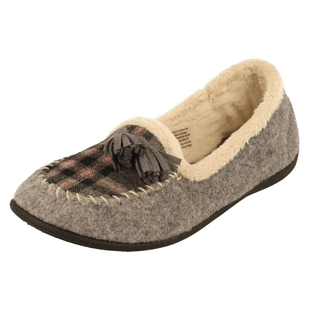 (UK 4, Grey Combi (Grey)) Ladies Padders Slip On Slipper Shoes Tassel