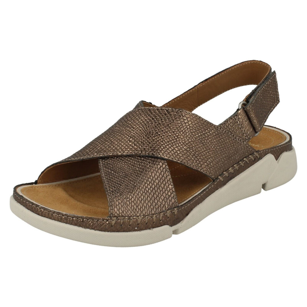 (UK 3, Metallic) Ladies Clarks Casual Summer Sandals Tri Alexia - D Fit