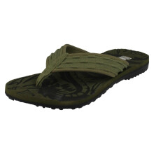 (UK 11, Olive (Green)) Mens Down To Earth Toe Post Flip Flops