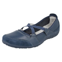 (UK 6, Navy (Blue)) Ladies Down To Earth Elastic Cross Strap Pumps