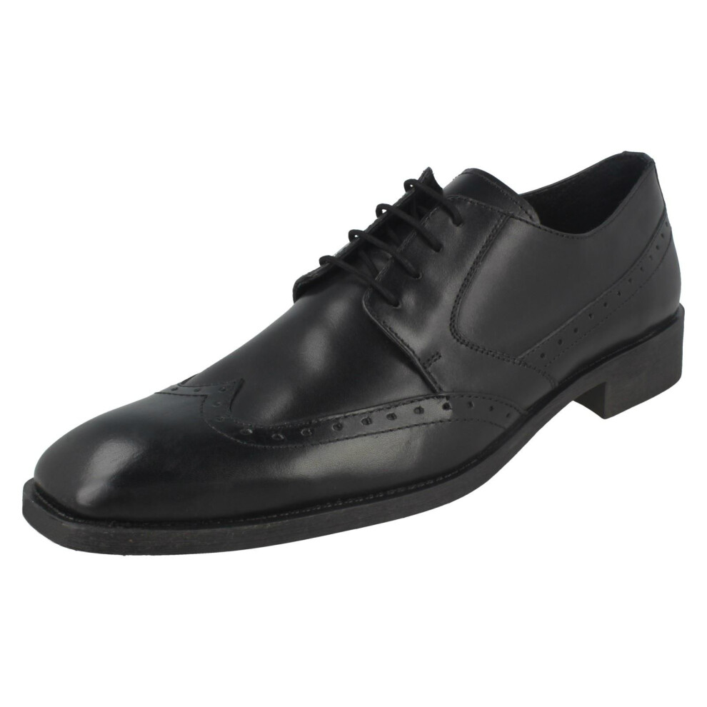 (UK 10, Black) Mens Maverick Low Heel Lace Up Brogue Shoes