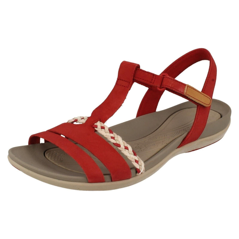 (UK 4.5, Red) Ladies Clarks Casual Sandals Tealite Grace - D Fit