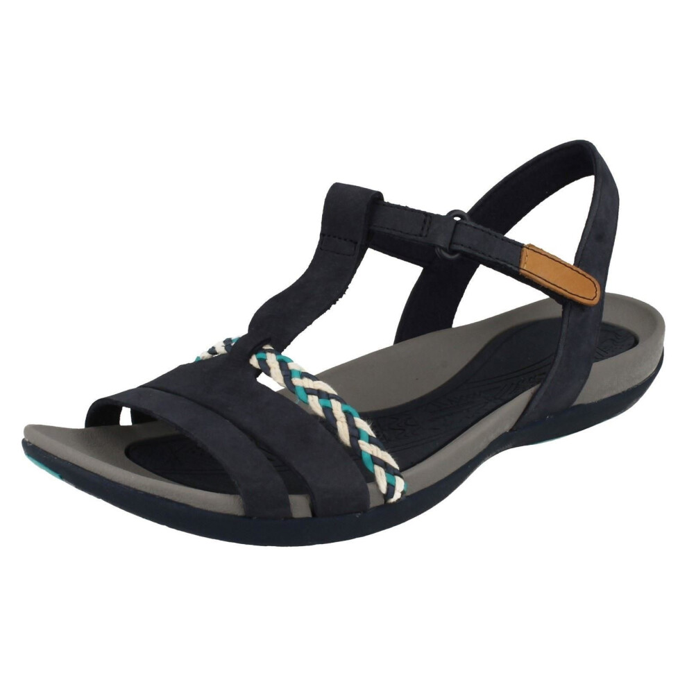 (UK 4.5, Navy (Blue)) Ladies Clarks Casual Sandals Tealite Grace - D Fit