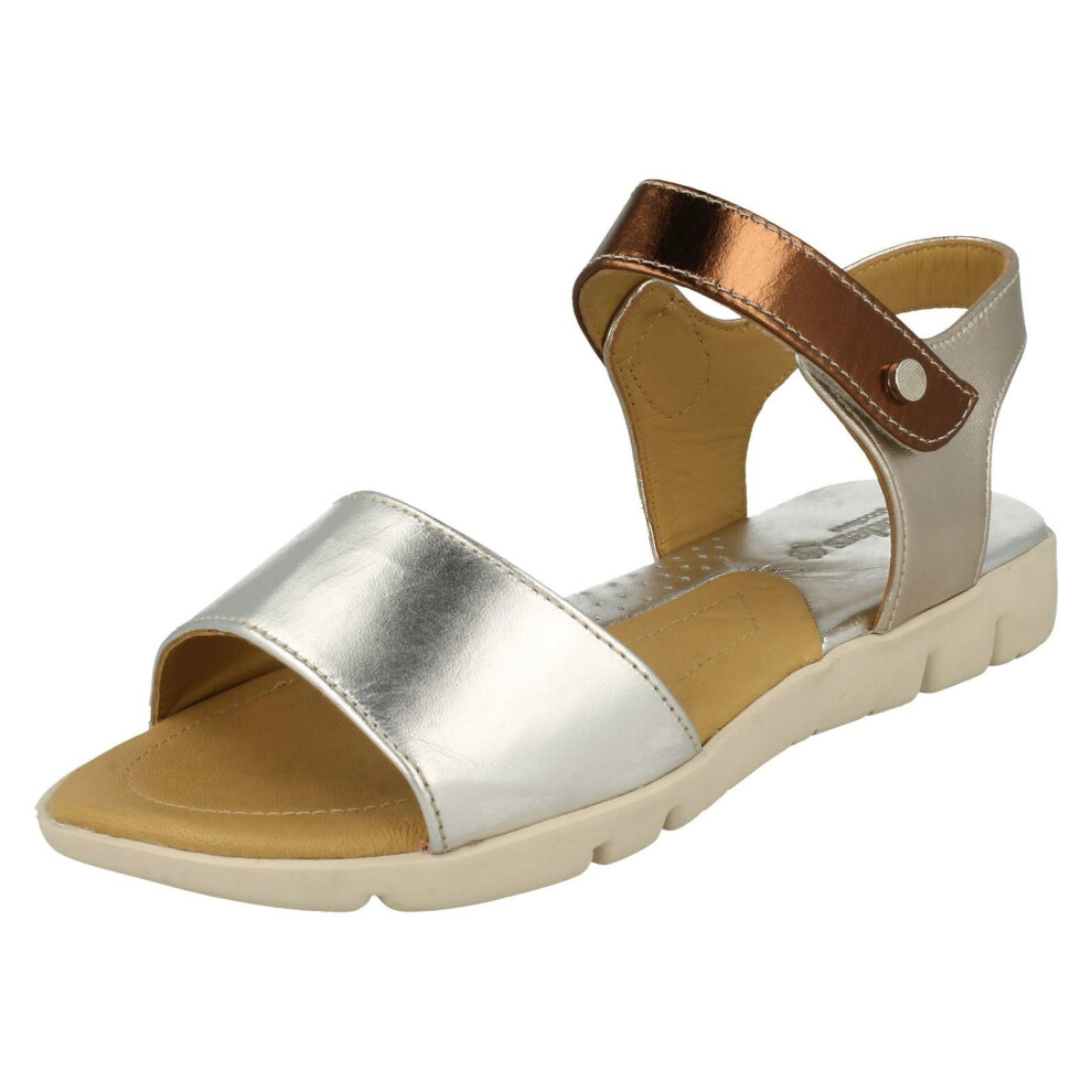 Padders (Uk 4, Metallic (Silver)) Ladies Wide Fitting Sandals Fuchsia - 2E Fit
