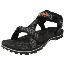 (UK 7, Black/Orange (Black)) Mens Elebana Casual Open Toe Sandals