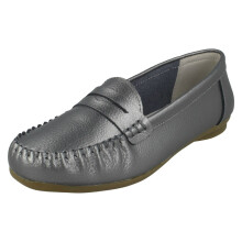 (UK 3, Pewter (Silver)) Ladies Down To Earth Leather Shoes F80445
