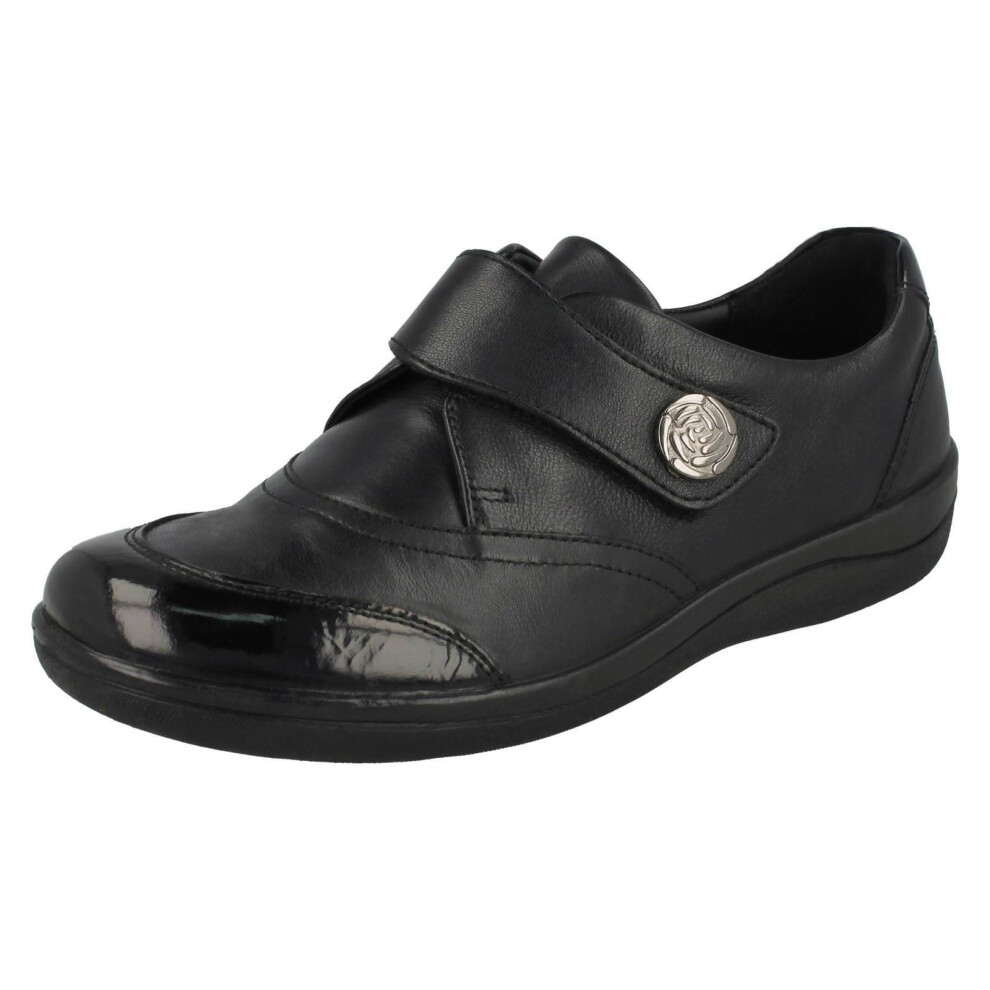 (UK 5, Black) Ladies Padders Flat Shoes Gaby - E Fit