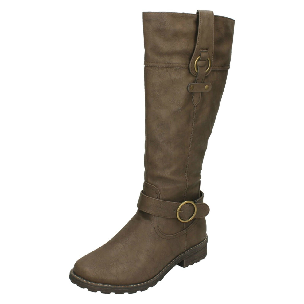 (UK 3, Taupe (Brown)) Ladies Padders Wide Fit Knee Length Boots Chicago - EE Fit