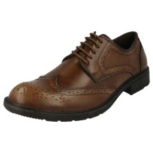 (UK 7, Light Brown (Brown)) Mens Maverick Low Heel Brogue Lace Up Shoes