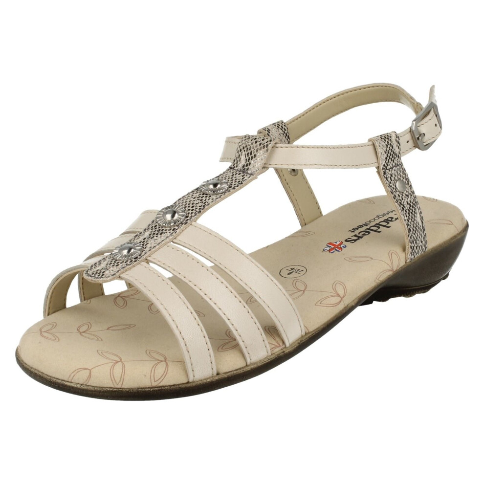 (UK 3, Beige) Ladies Padders T-Bar Sandals Pearl - E Fit