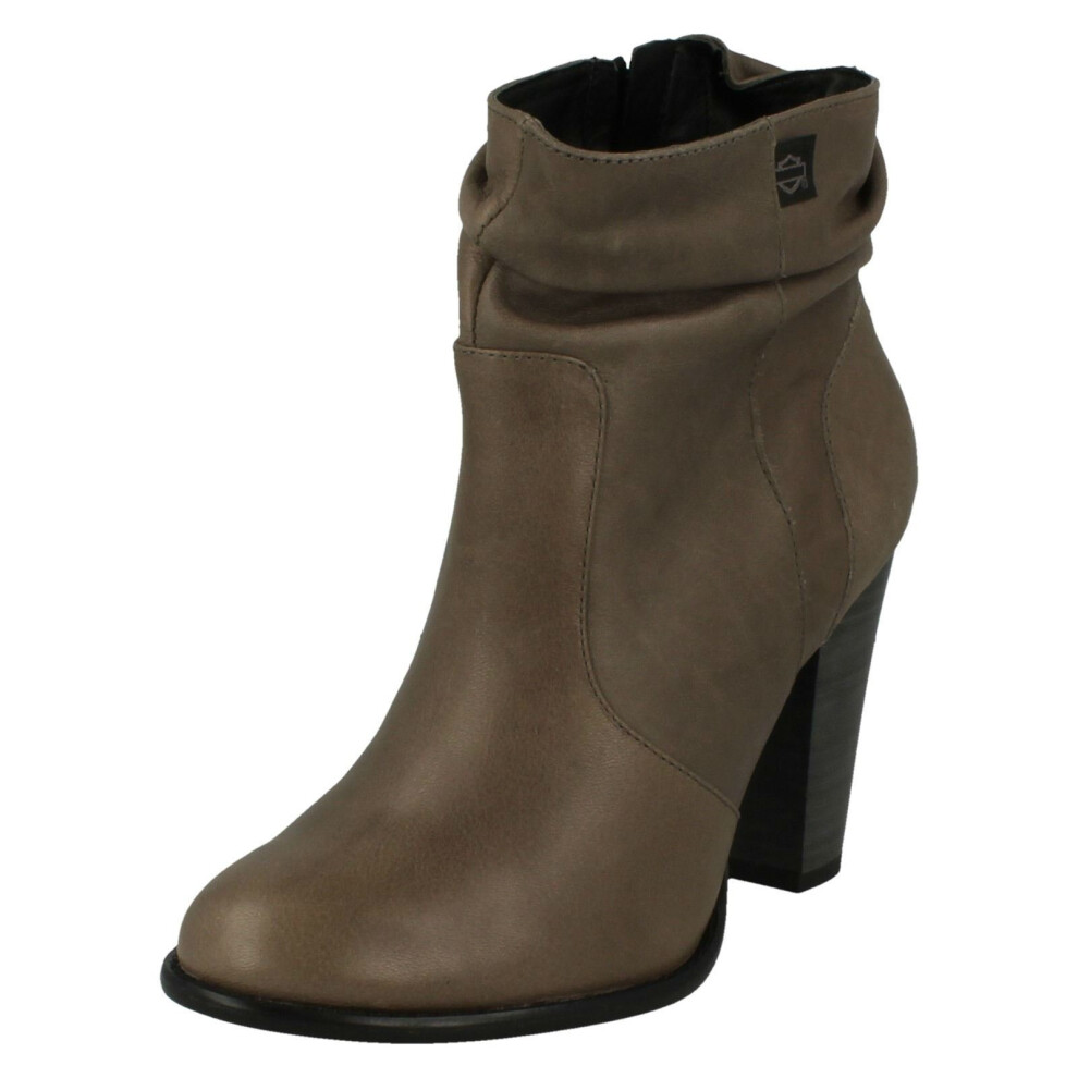 (UK 3.5, Grey) Ladies Harley Davidson Heeled Ankle Boots Stone Brook - W Fit