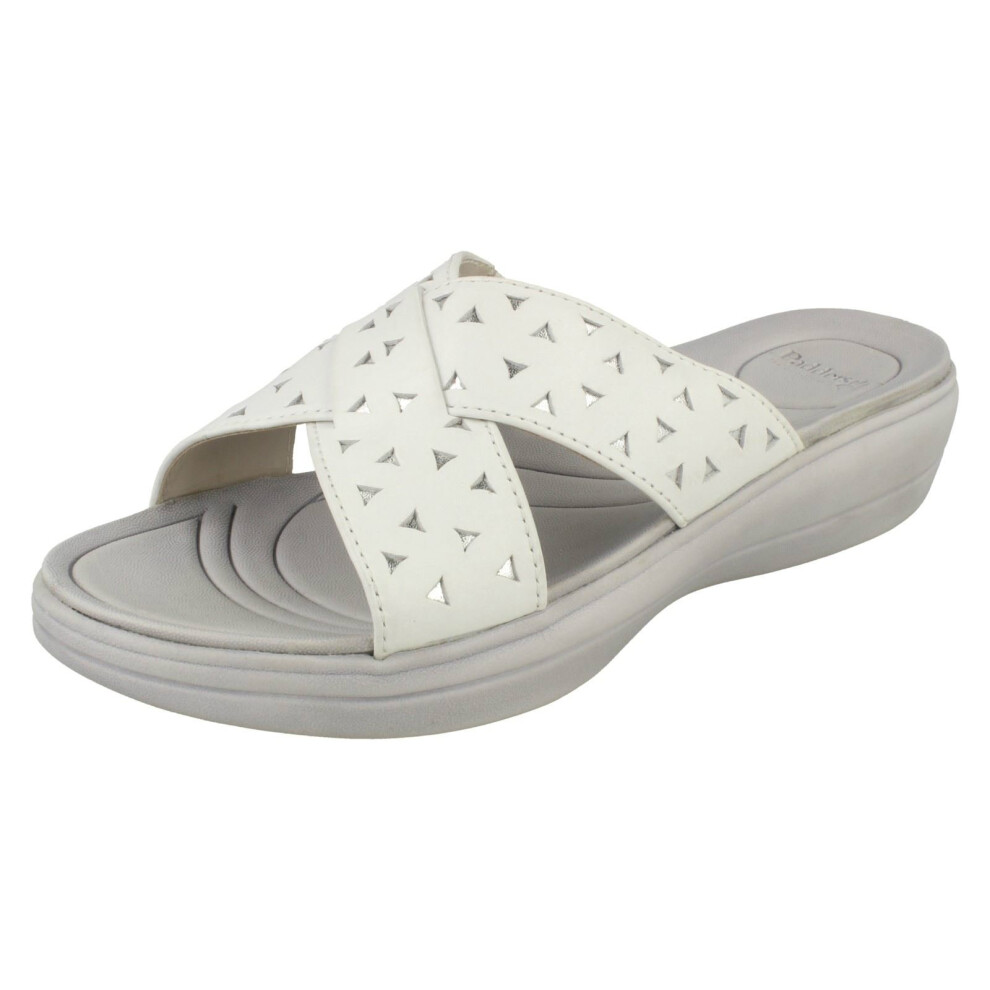 (UK 7, White/Silver (White)) Ladies Padders Wide Fitting Sandals Clara - EE Fit