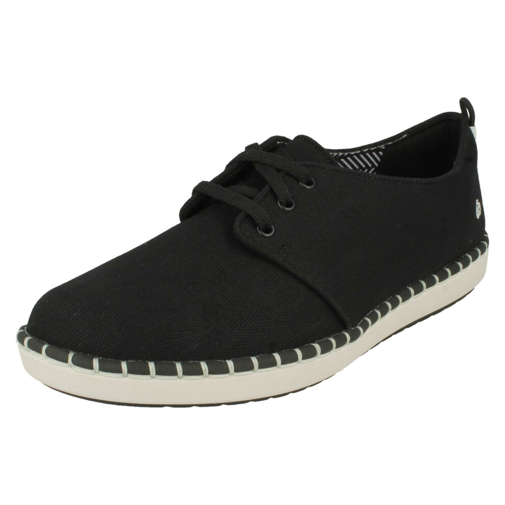 (UK 4, Black) Ladies Clarks Casual Lace Up Trainers Step Glow Lace - D Fit