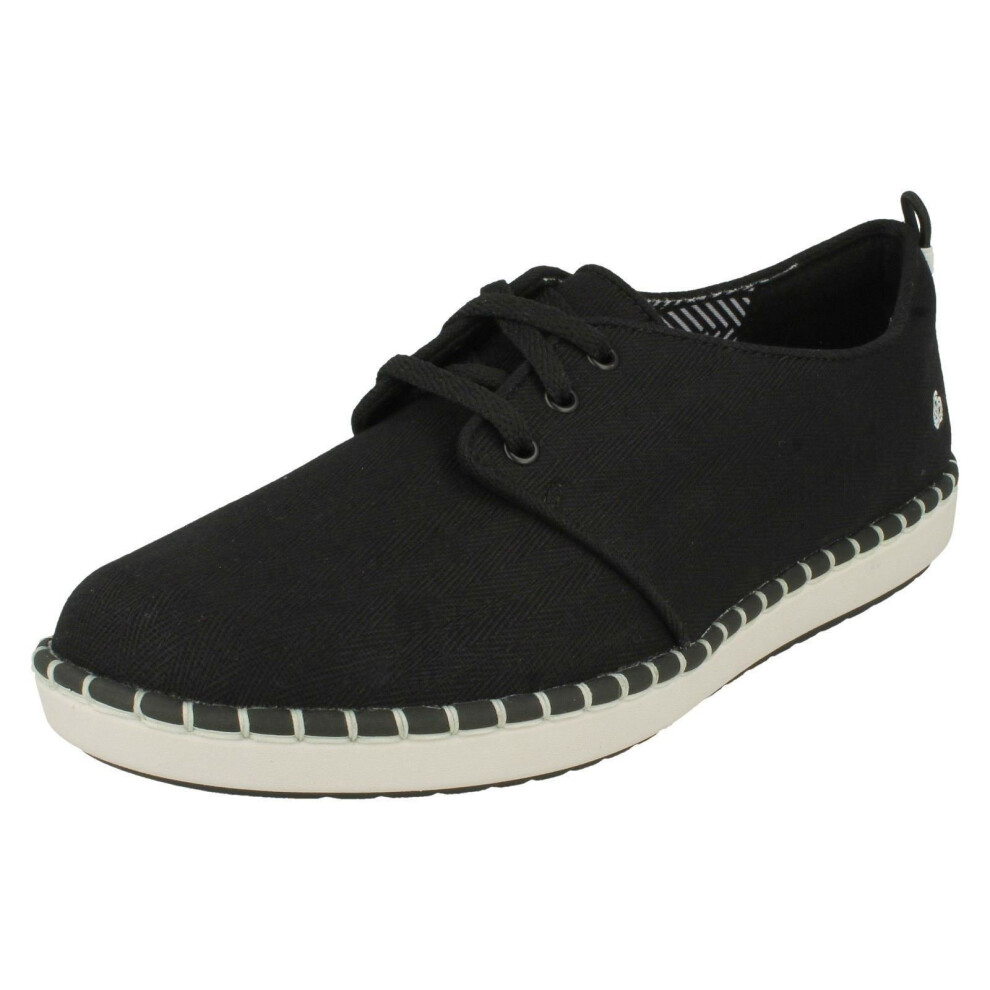 (UK 4.5, Black) Ladies Clarks Casual Lace Up Trainers Step Glow Lace - D Fit