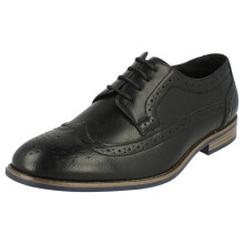 (UK 7, Black) Mens Maverick Lace Up Brogue Shoes