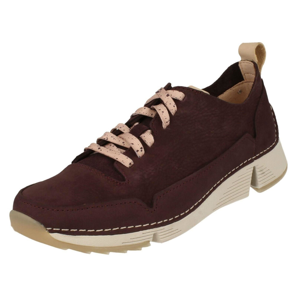 (UK 4.5, Aubergine (Purple)) Ladies Clarks Casual Trainers Tri Spark - D Fit