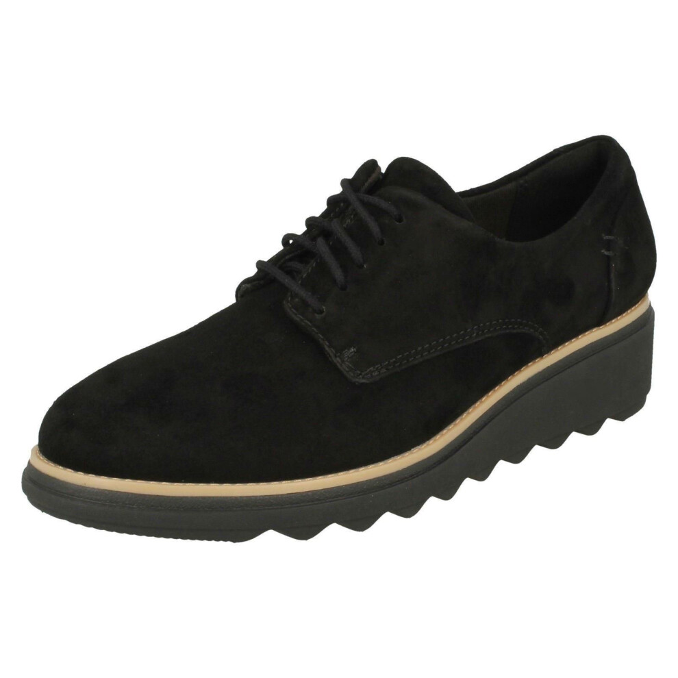 (UK 4, Black) Ladies Clarks Smart Lace Up Shoes Sharon Noel - D Fit