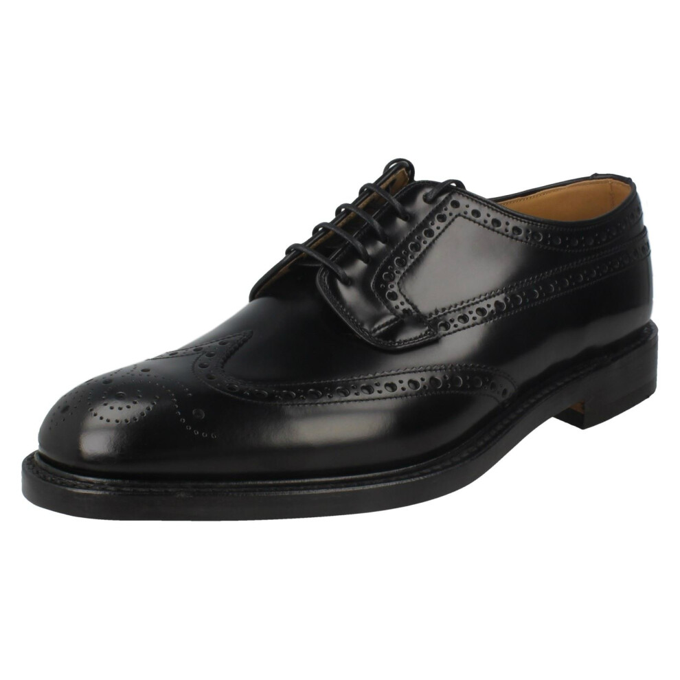 (UK 7, Black) Mens Loake Formal Brogue Shoes Braemar - F Fit