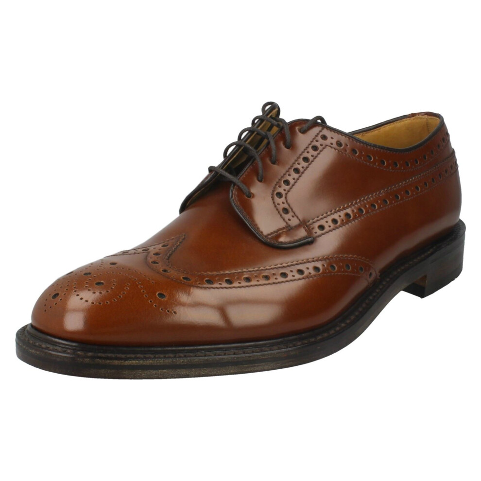 (UK 8, Tan (Brown)) Mens Loake Formal Brogue Shoes Braemar - F Fit