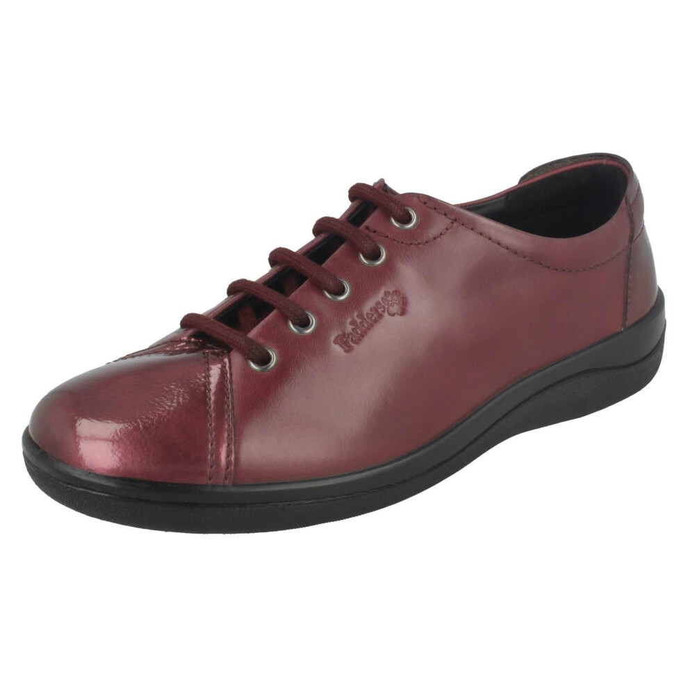 (UK 5, Wine (Red)) Ladies Padders Lace Up Everyday Flats Galaxy 2 - E Fit