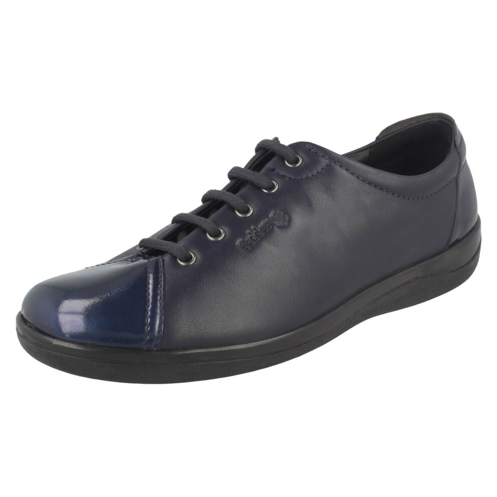 (UK 4.5, Navy (Blue)) Ladies Padders Lace Up Everyday Flats Galaxy 2 - E Fit