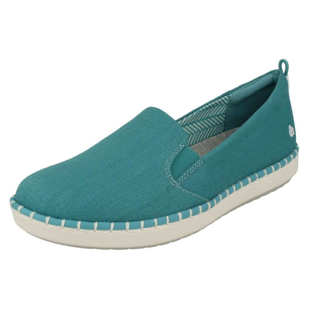 (UK 3.5, Aqua (Blue)) Ladies Cloud Steppers By Clarks Loafer Style Shoes Step Glow Slip - D Fit